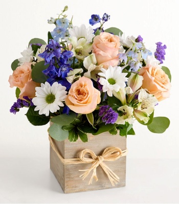 Summer Roses And Delphiniums Bouquet