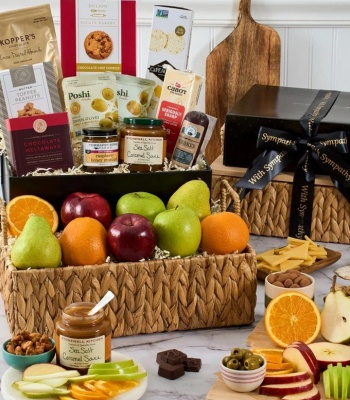 Sympathy Gift Basket  Fruits, Cheese & Chocolates