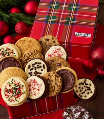 Tartan Plaid Holiday Gourmet Cookie Assortment (12 Iced Cookies)