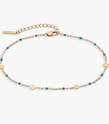 Turquoise Enameled Chain Coin Station Anklet