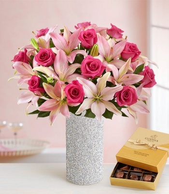 Valentine's Day Rose And Lily Bouquet