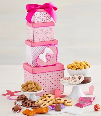 Valentine's Day Tower of Love - Gourmet Treat Brimming With Goodies
