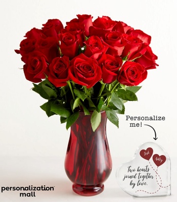 Valentine's Gift Bundle - Heart Keepsake & Bouquet