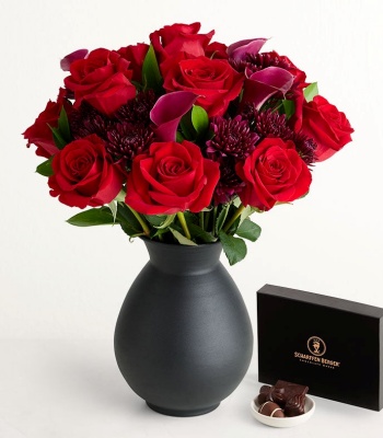 Valentine's Luxury Red Roses & Calla Lily Arrangement