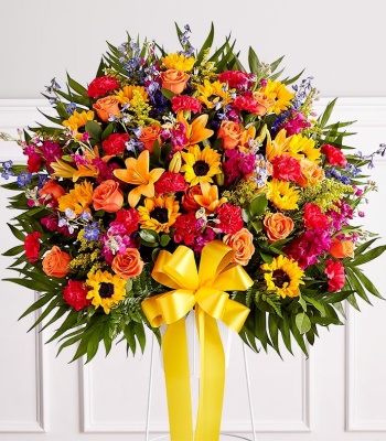 Vibrant & Colorful Funeral Standing Basket