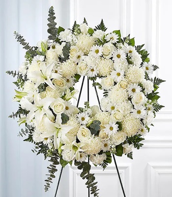 Funeral Wreath - White Funeral Flowers