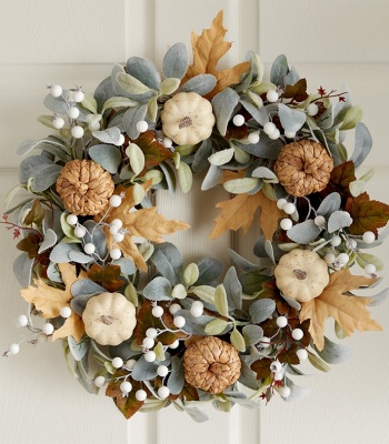 White Pumpkin & Greenery Fall Decor