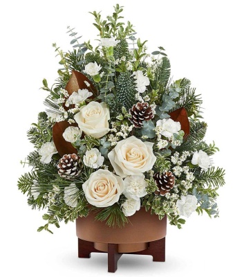 White Rose Christmas Tree Arrangement