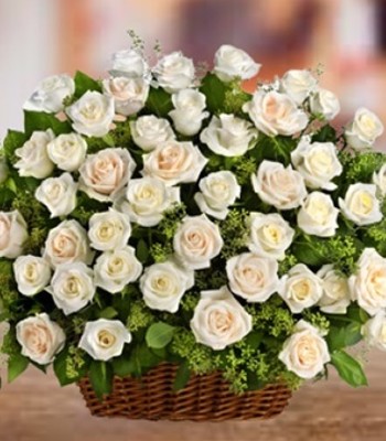 White Roses Sympathy Basket