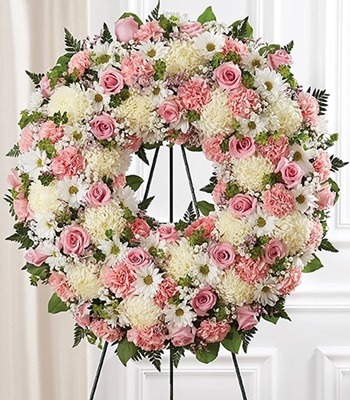Pink & White Flower Standing Wreath