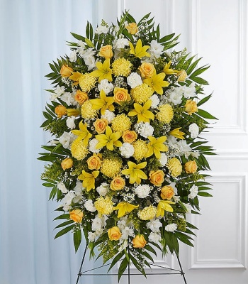 Yellow & White Sympathy Standing Spray