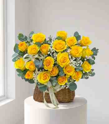 Basket Of Yellow Roses