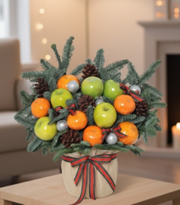 Christmas Arrangement with Green and Yellow Apples