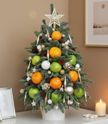 Christmas Arrangement with Pine and Fruits