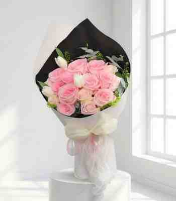 Red Roses Bouget Fresh Pink Roses | Online Flower Delivery Vietnam