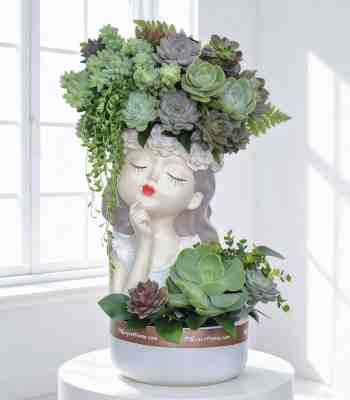 Girl Figurine Succulent Planter