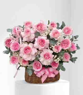 Pink Roses Basket