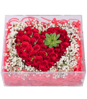 Rose Roses - Heart Shape In Mica Box
