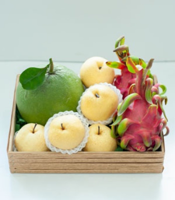 Seasonal Fruit in Wooden Basket
