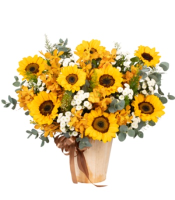 Sunflowers With Golden Moka Orchid Candle