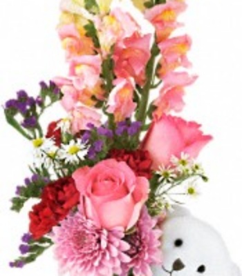Birthday Flowers With Teddy Bear